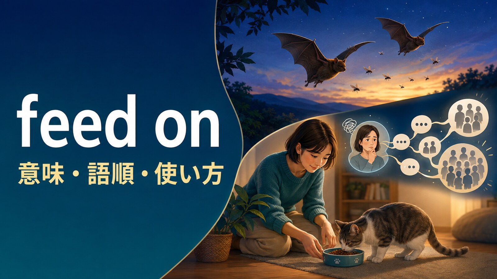 feed onの意味は？「餌にする・養分に強まる」の語順とfeed A on Bの使い方