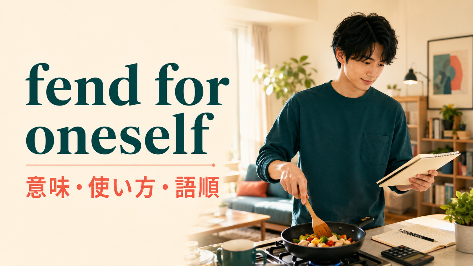 fend for oneselfの意味・使い方・語順を解説するアイキャッチ画像