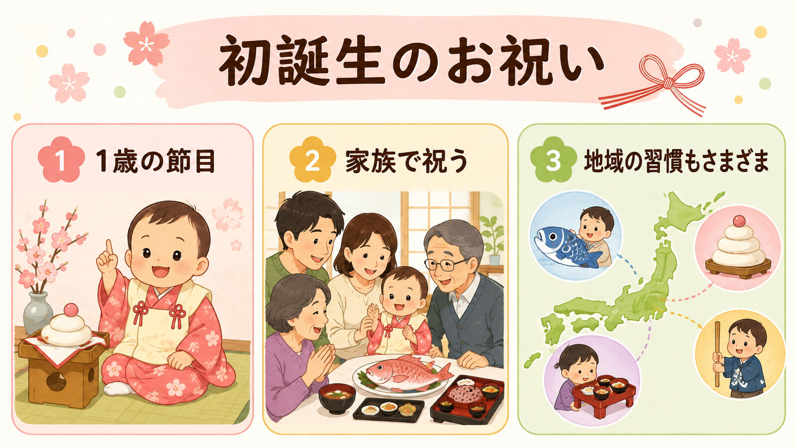 初誕生の意味・流れ・英語での説明を示す図解