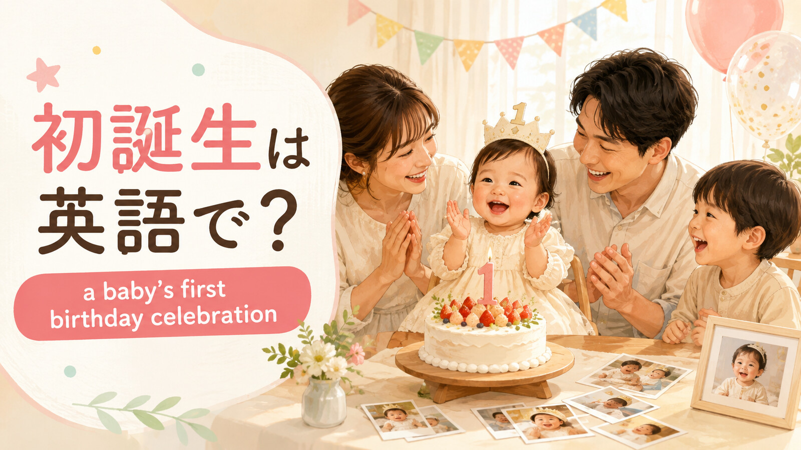 「初誕生」は英語で?意味と使い方を紹介するアイキャッチ