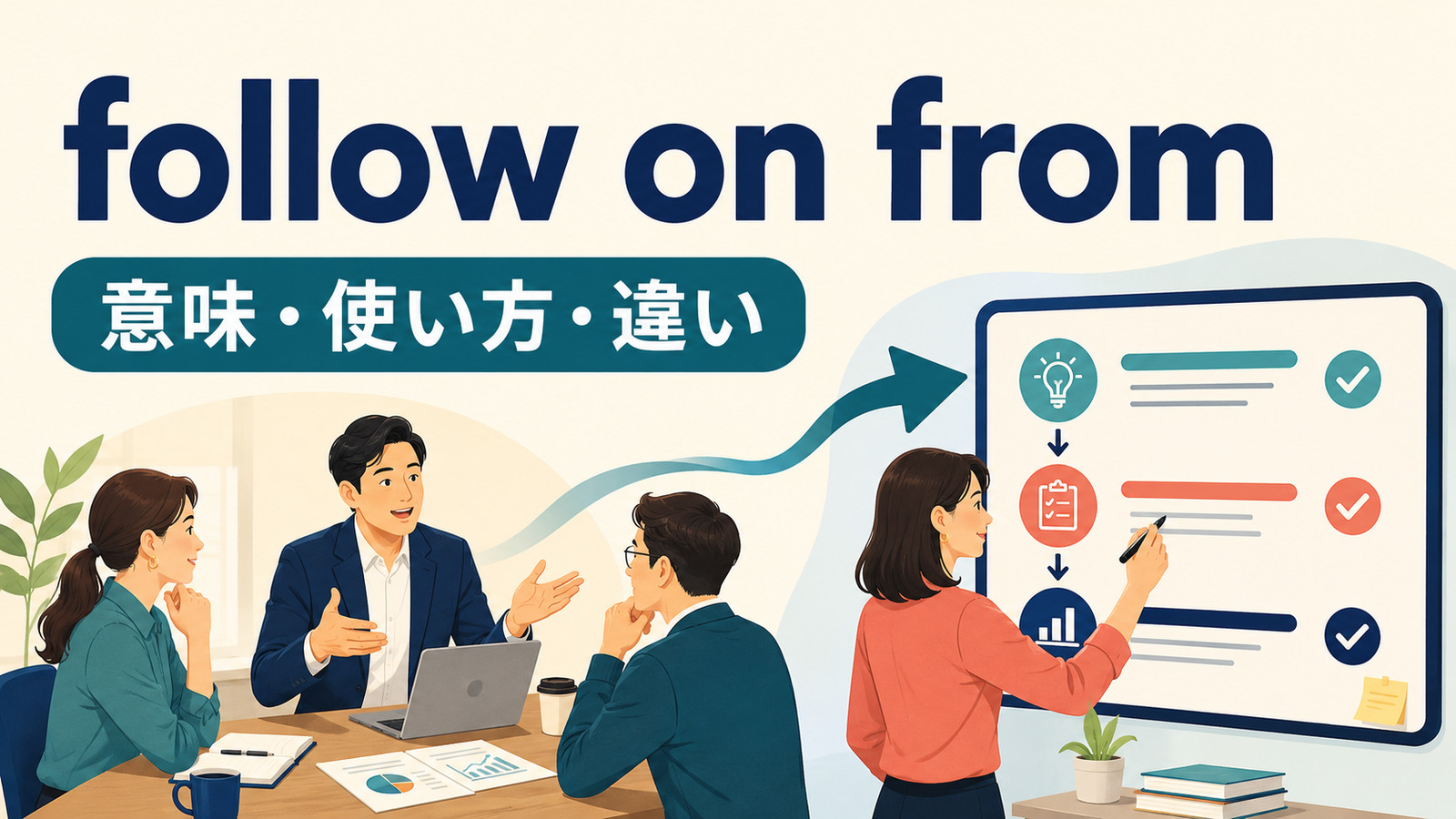 follow on fromの意味・使い方・違いを表すアイキャッチ画像