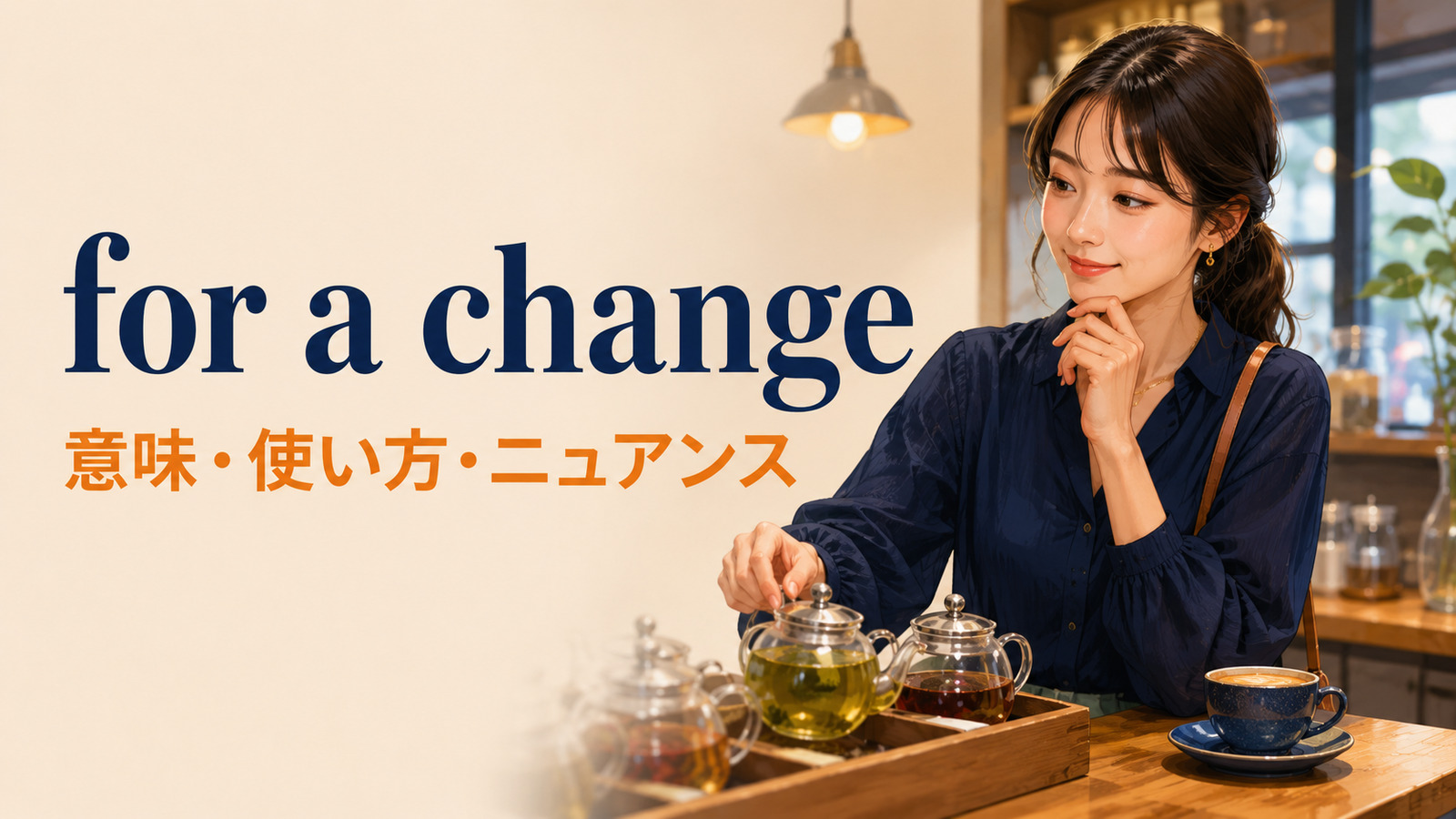 for a changeの意味は？「たまには・気分を変えて」の使い方とinsteadとの違い
