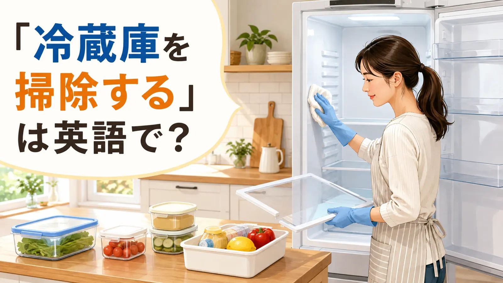「冷蔵庫を掃除する」は英語で？clean・clean outの違いと簡単な言い換え