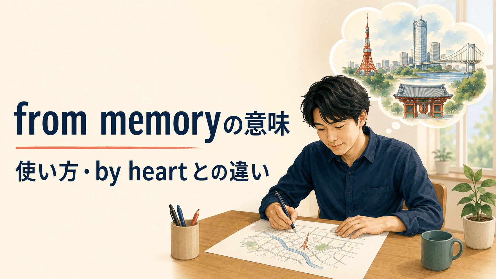 from memoryの意味とby heartとの違いを解説するアイキャッチ画像
