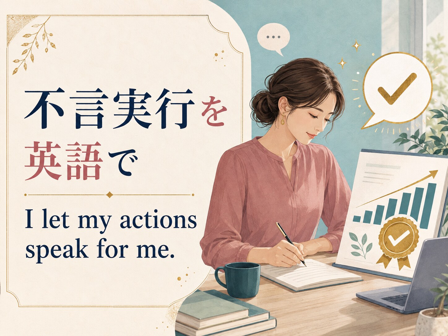 不言実行を英語で表す I let my actions speak for me. のアイキャッチ