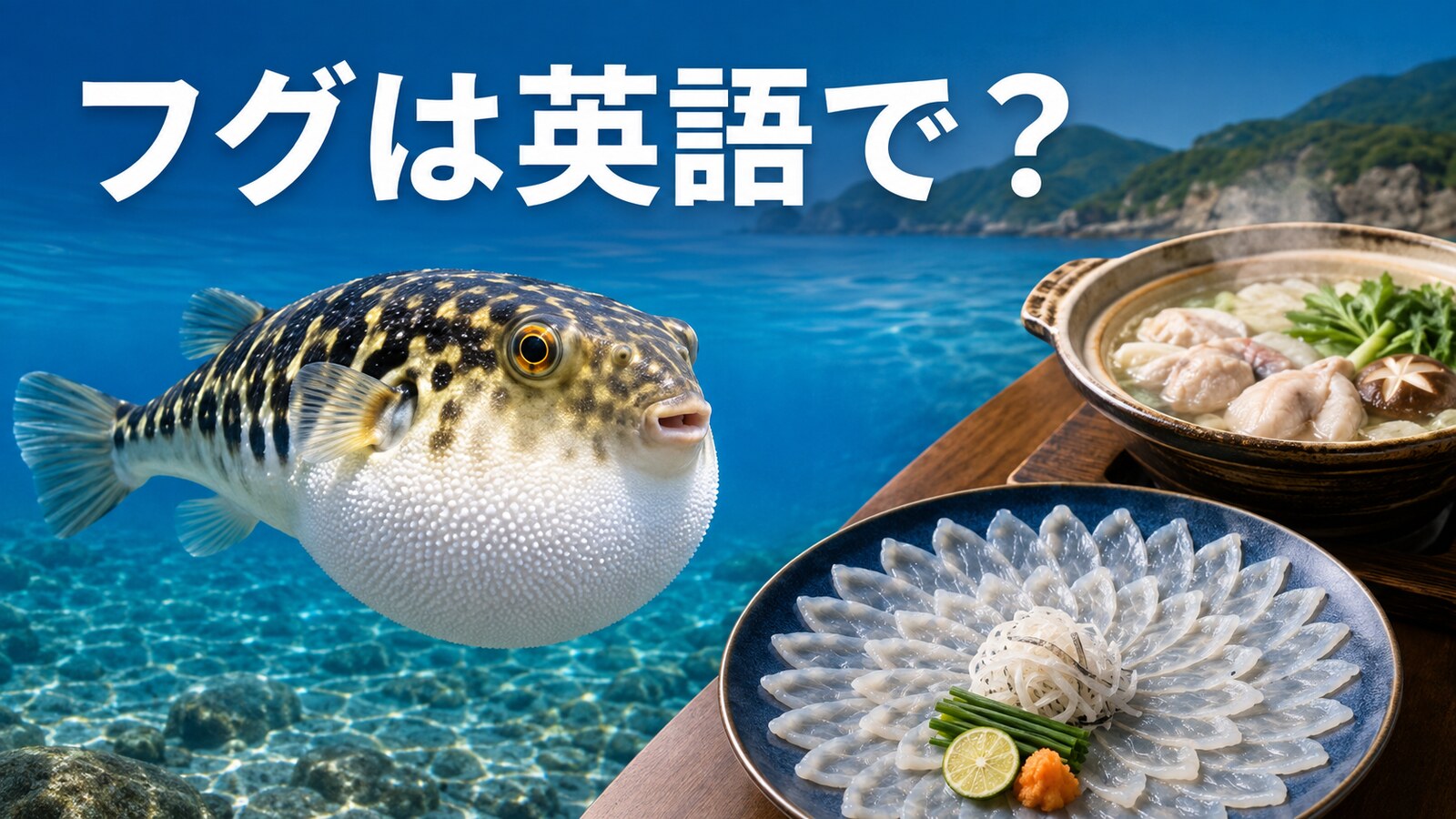 フグは英語で？pufferfish・blowfish・fuguの違いとふぐ刺し・ふぐ鍋の表現