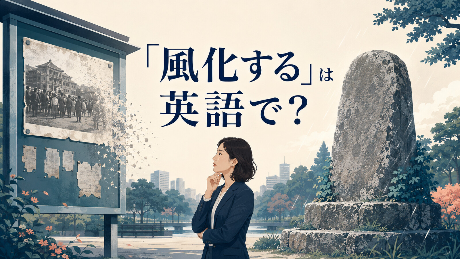 「風化する」は英語で？記憶が薄れる様子と風雨で削られる石