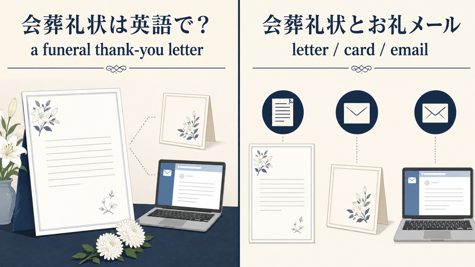 会葬礼状は英語で？ a funeral thank-you letter