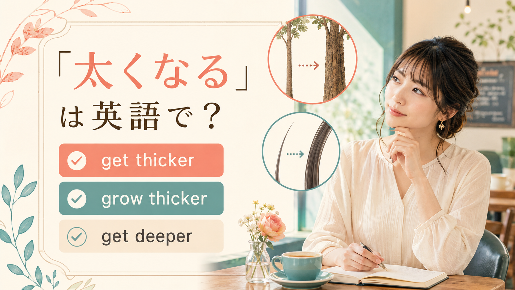 「太くなる」は英語で？get thicker・grow thicker・get deeperの違い