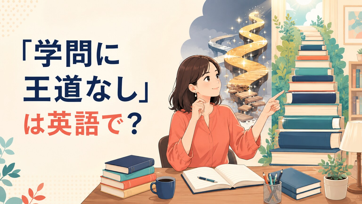 「学問に王道なし」は英語で?学びに近道はないことを表すイラスト