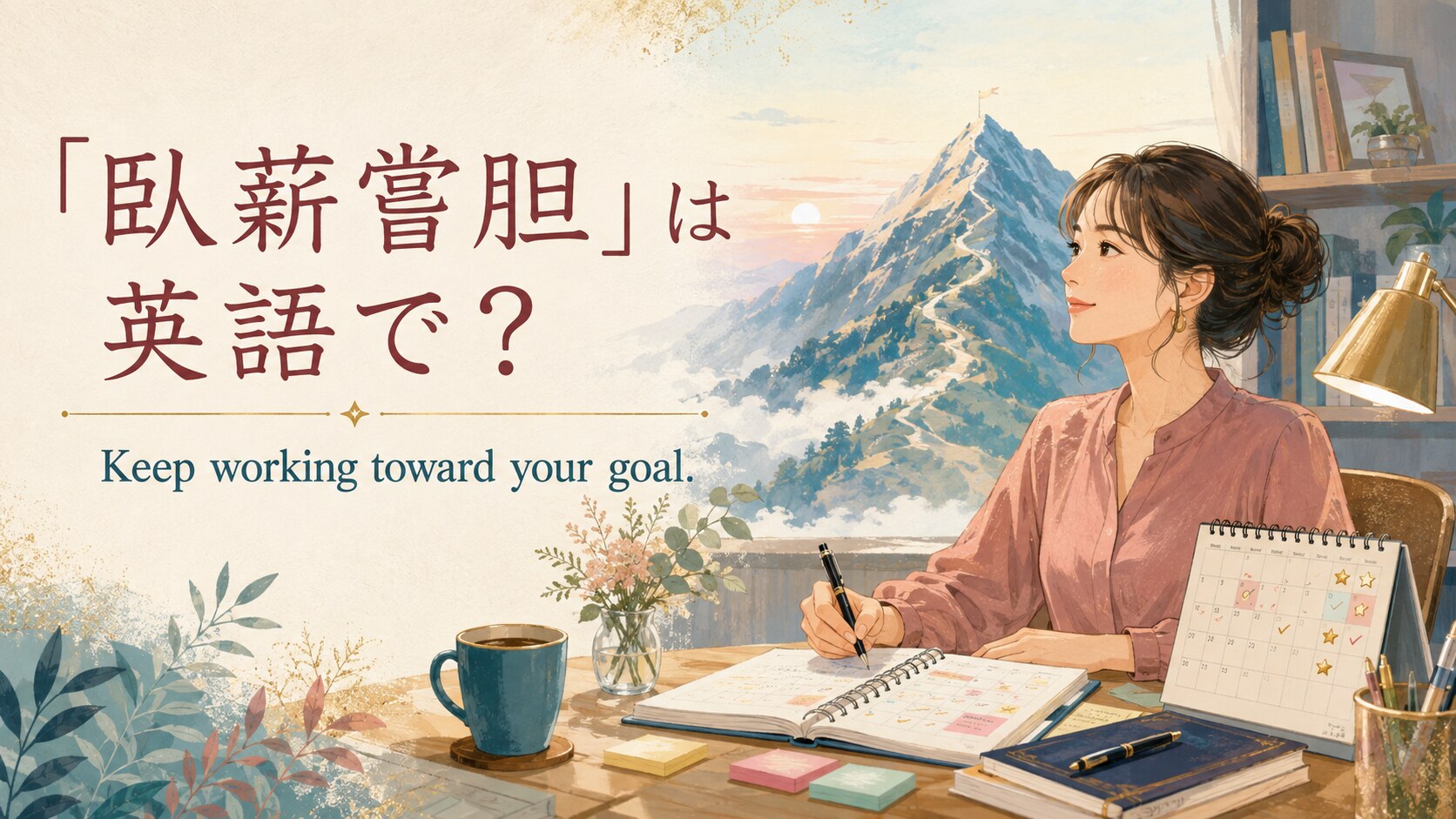 「臥薪嘗胆」は英語で？ Keep working toward your goal.