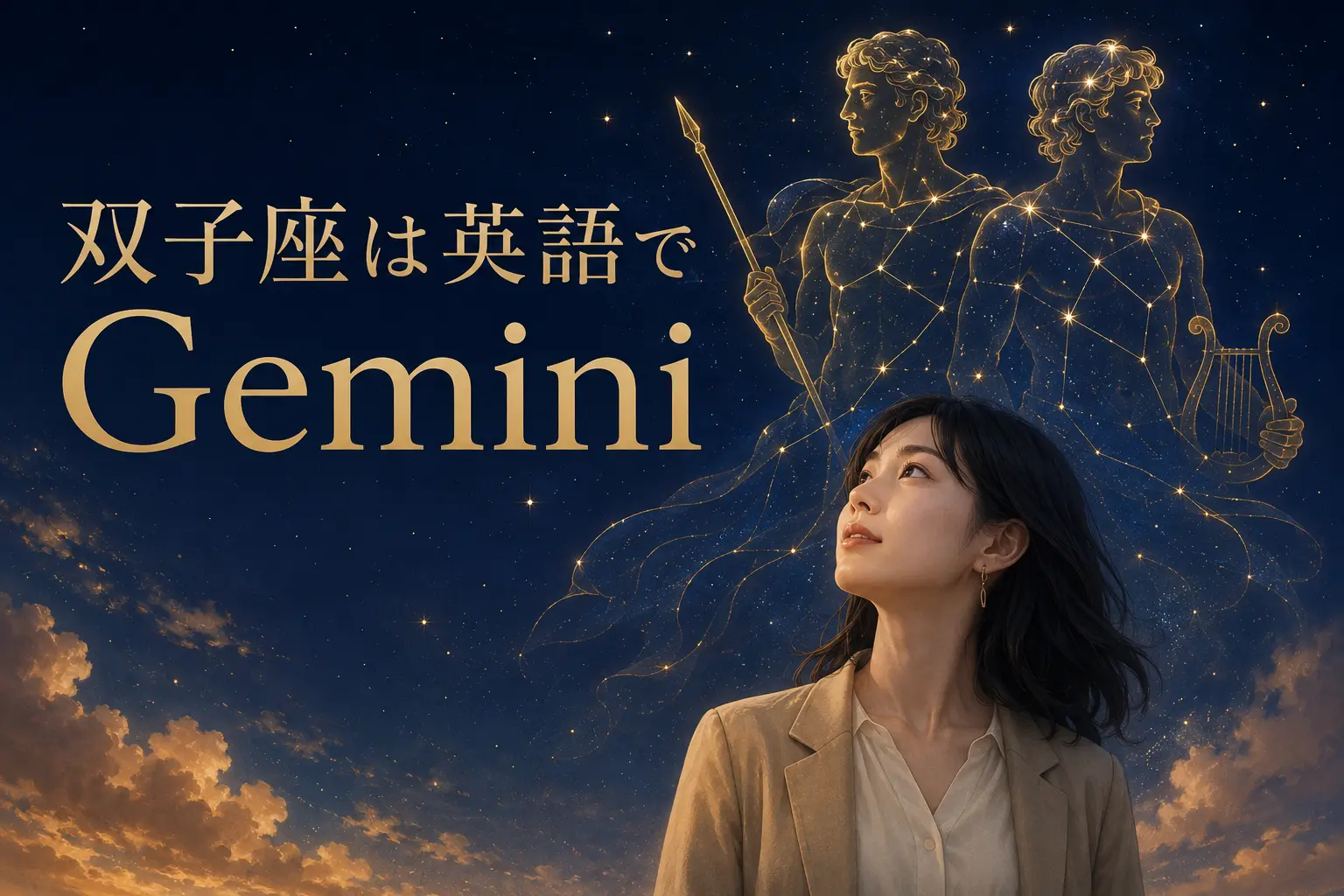 双子座は英語でGemini｜大人女性向け英語学習イラスト