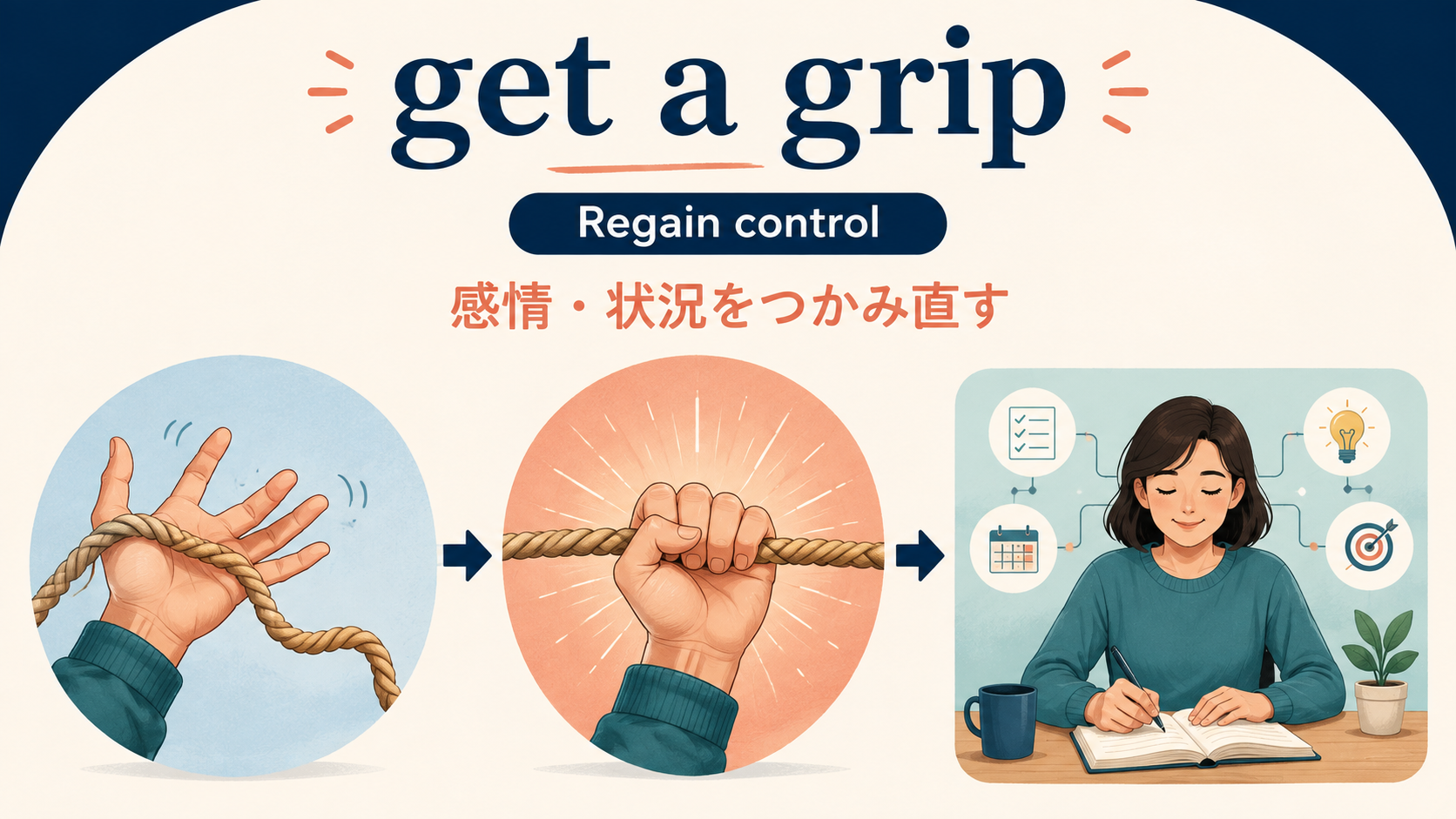 get a gripの意味とニュアンスを示す解説図
