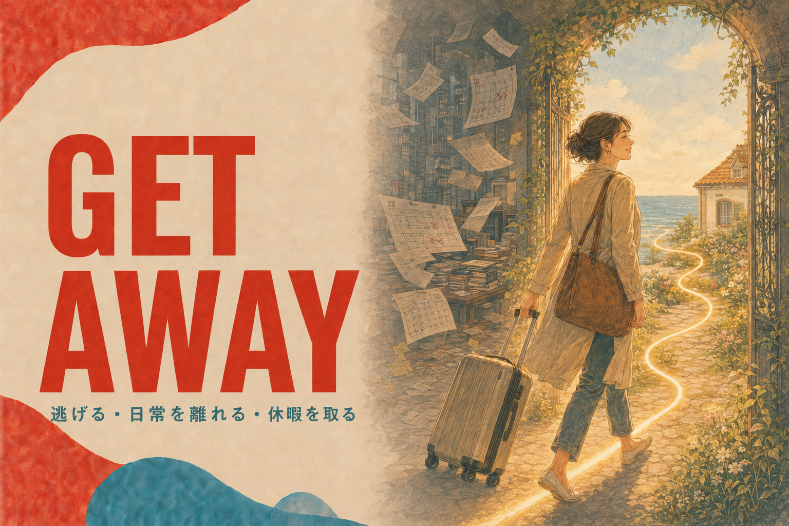 GET AWAY 逃げる・日常を離れる・休暇を取る