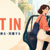 get inの意味「入る・車に乗る・到着する」を表すアイキャッチ