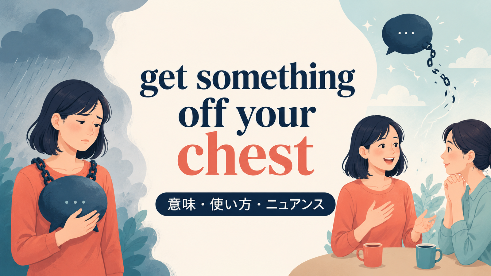 get something off your chestの意味・使い方・ニュアンスを表すアイキャッチ