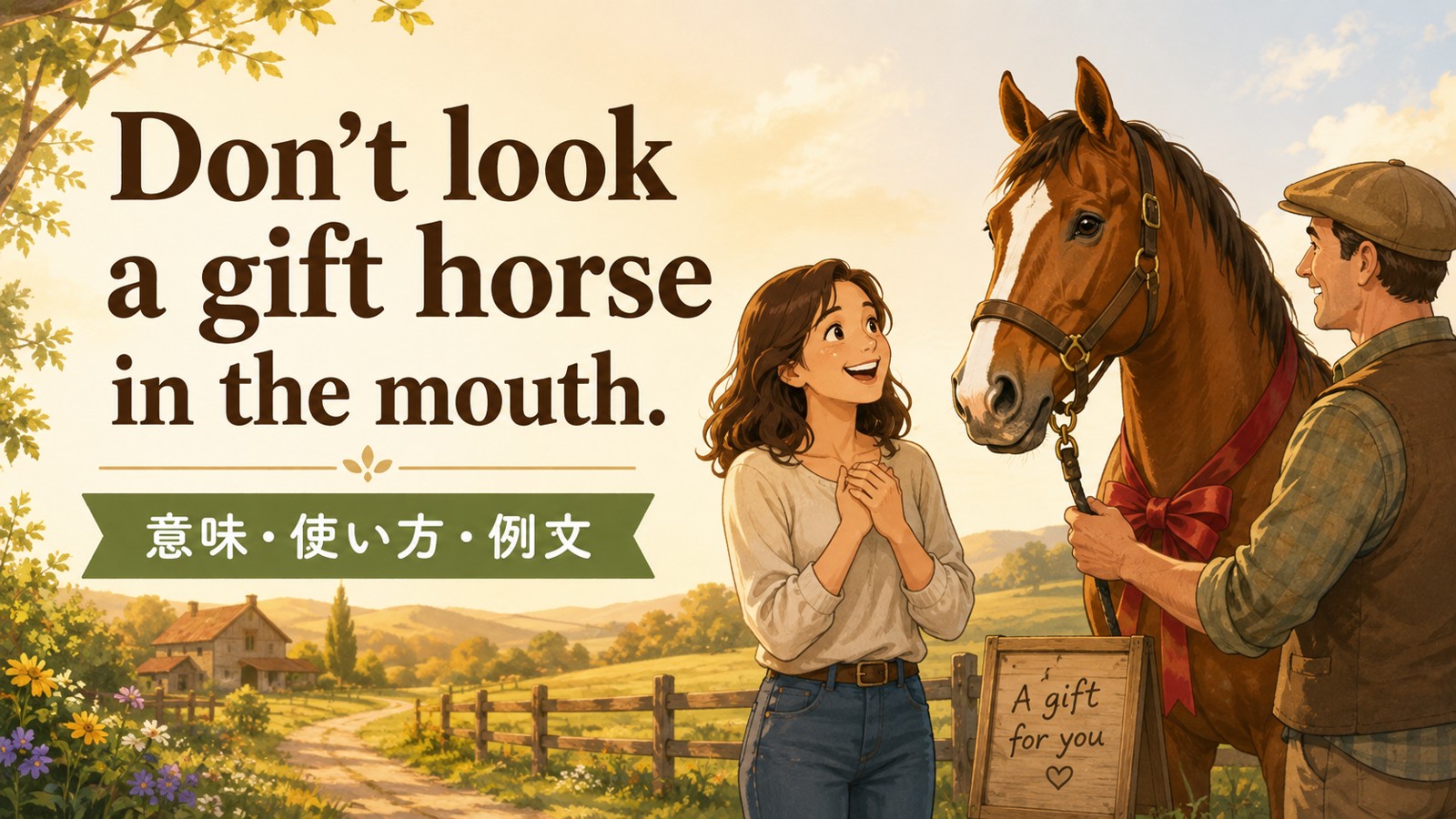 Don’t look a gift horse in the mouth.の意味・使い方・例文