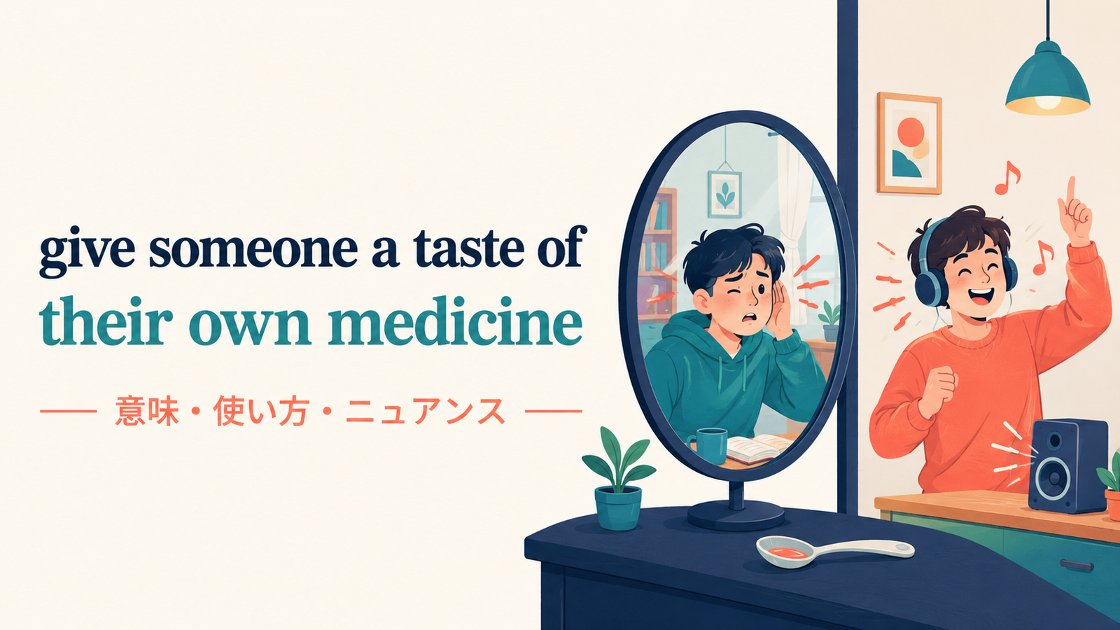 give someone a taste of their own medicineの意味・使い方・ニュアンスを解説するアイキャッチ画像