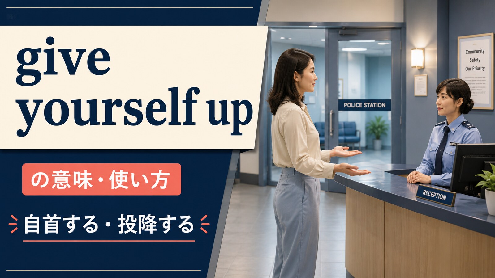 give yourself upの意味は？「自首する・投降する」の使い方・語順とgive upとの違い