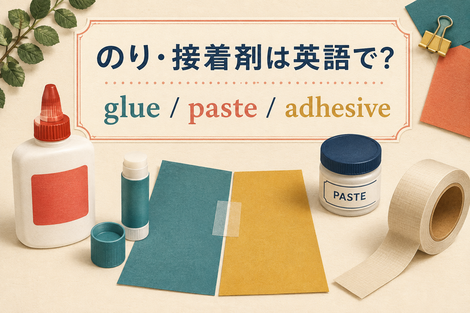 のり・接着剤は英語でglue・paste・adhesive