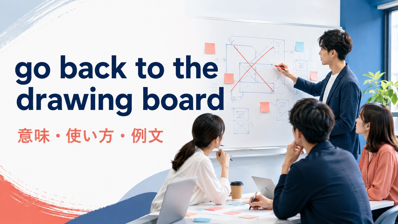 go back to the drawing boardの意味・使い方・例文を解説するアイキャッチ画像