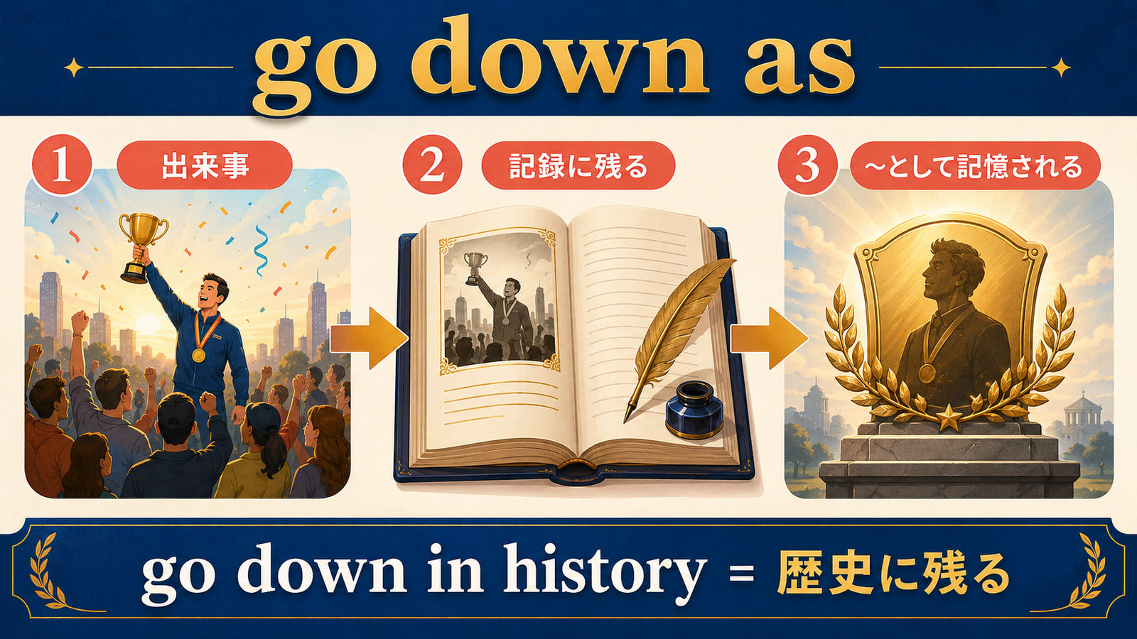 go down asとgo down in historyの意味の仕組み