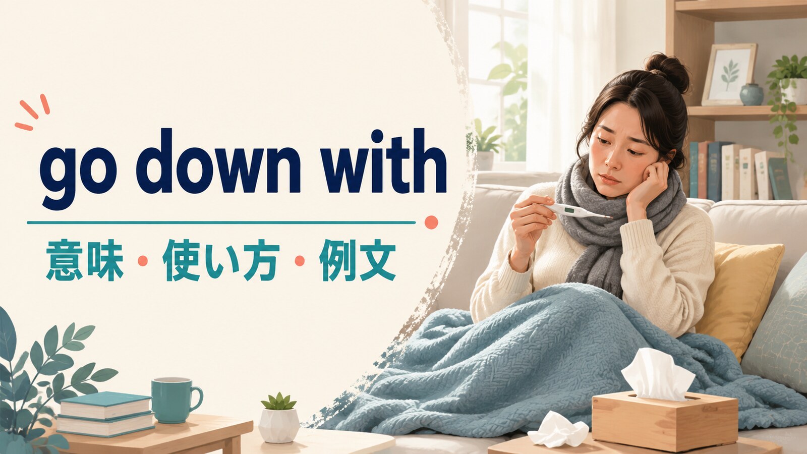 go down withの意味は？「病気にかかる」の使い方とcome down withとの違い