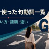 goを使った句動詞一覧の意味・使い方・語順・違いを表したアイキャッチ画像