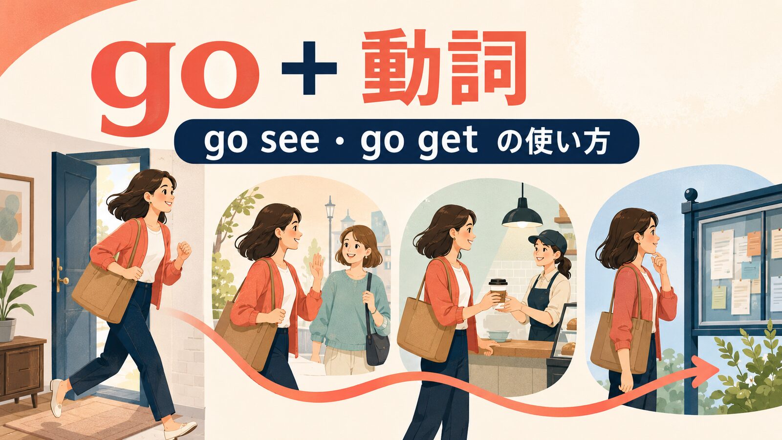 go seeやgo getなどgo+動詞の使い方を解説するアイキャッチ画像