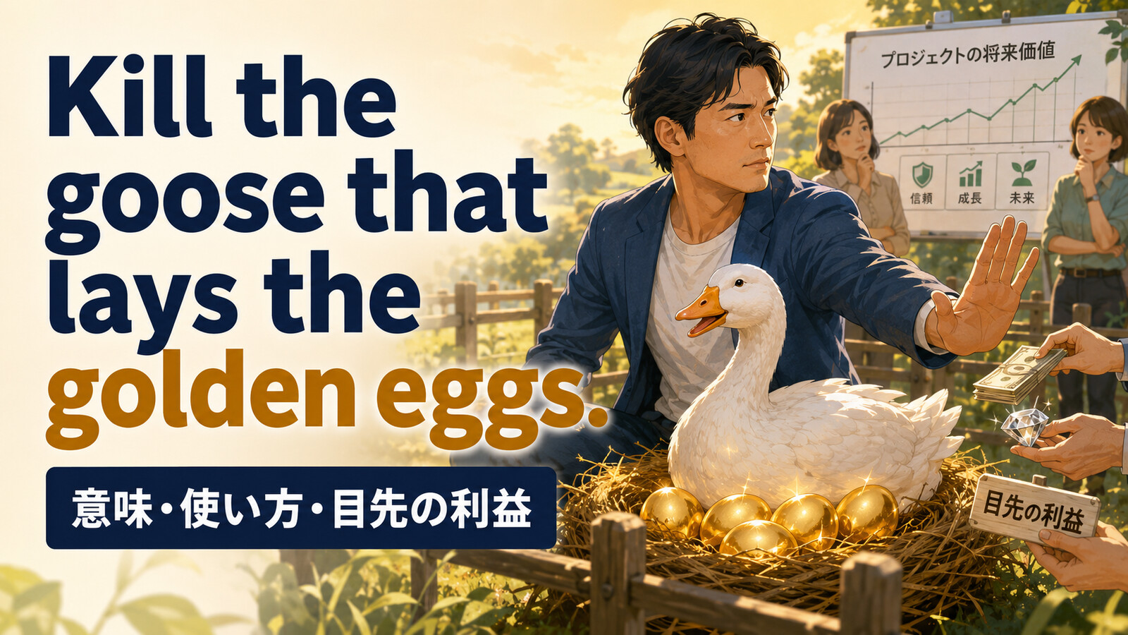 Kill the goose that lays the golden eggs.の意味は？使い方・ニュアンスと例文
