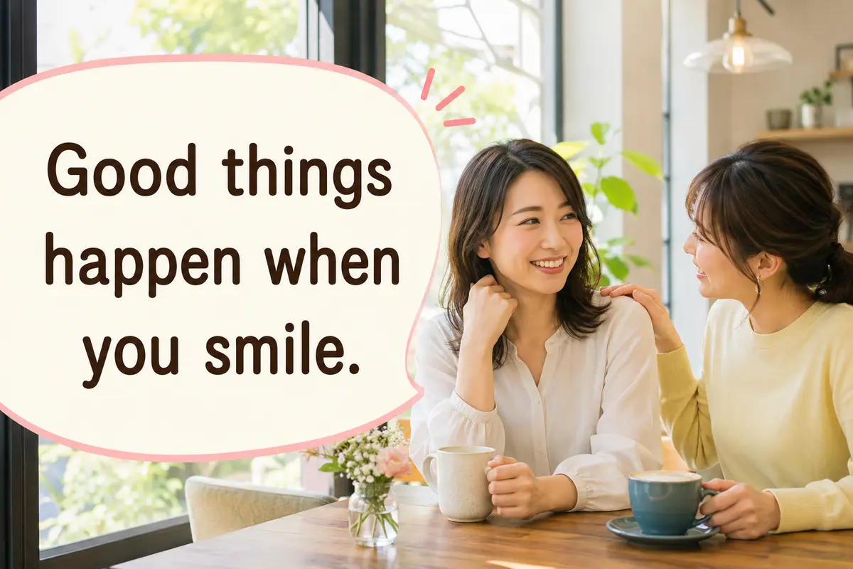 Good things happen when you smile.を使う場面