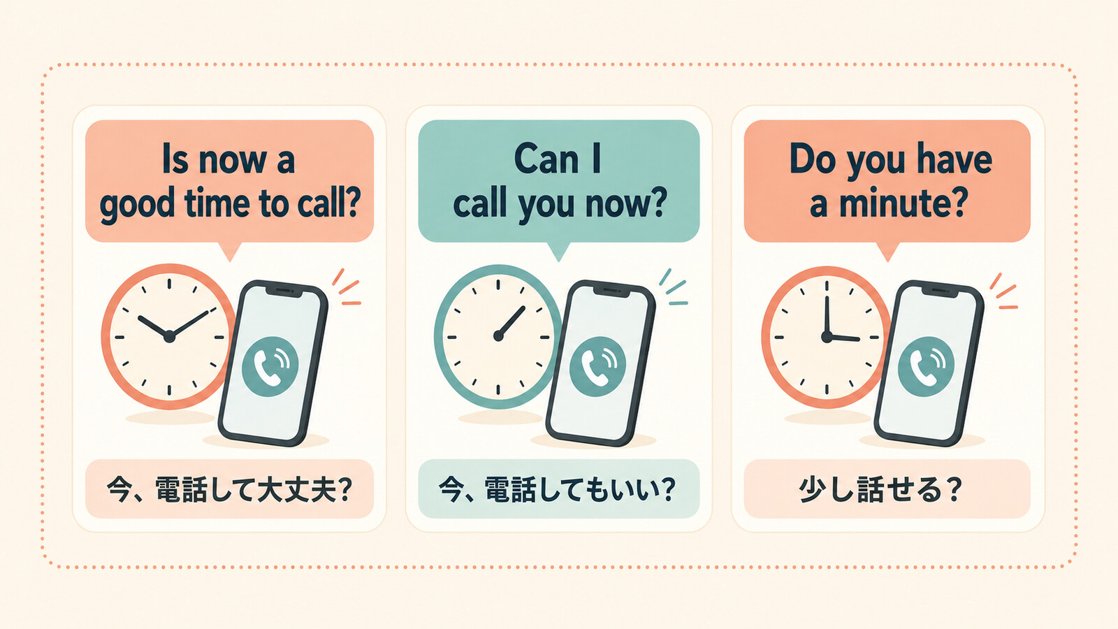 Is now a good time to call・Can I call you now・Do you have a minuteの違い