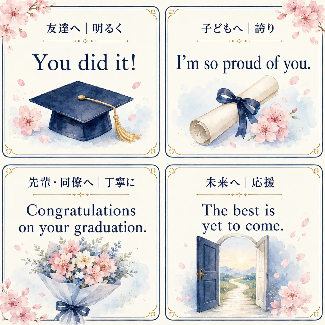 相手別に選ぶ卒業祝いの英語メッセージ