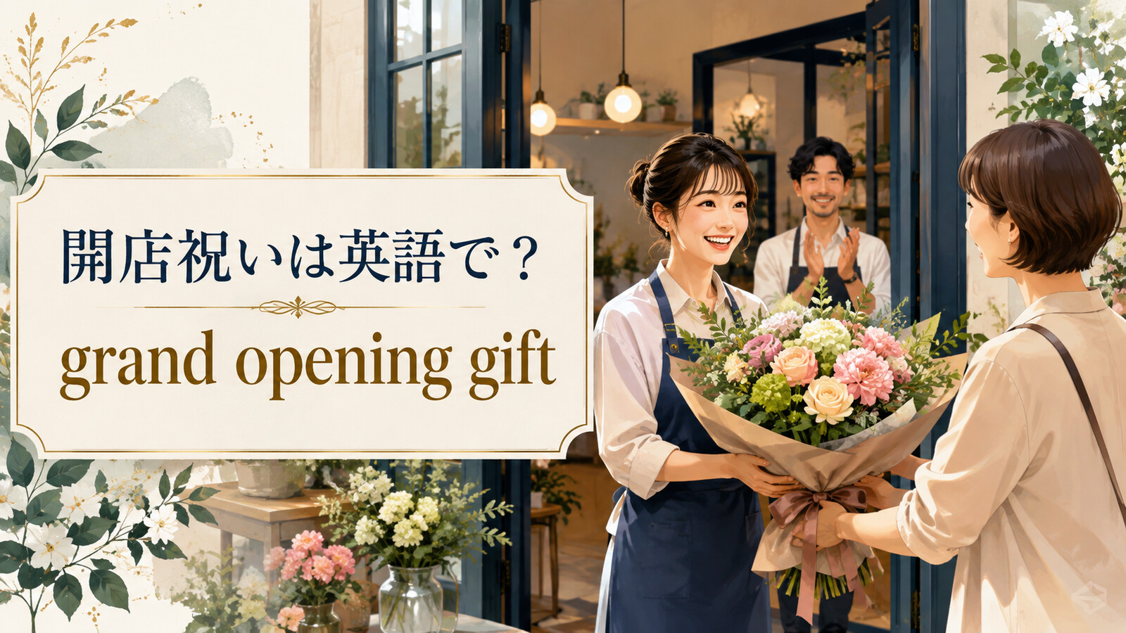 「開店祝い」は英語で?意味と使い方を紹介するアイキャッチ
