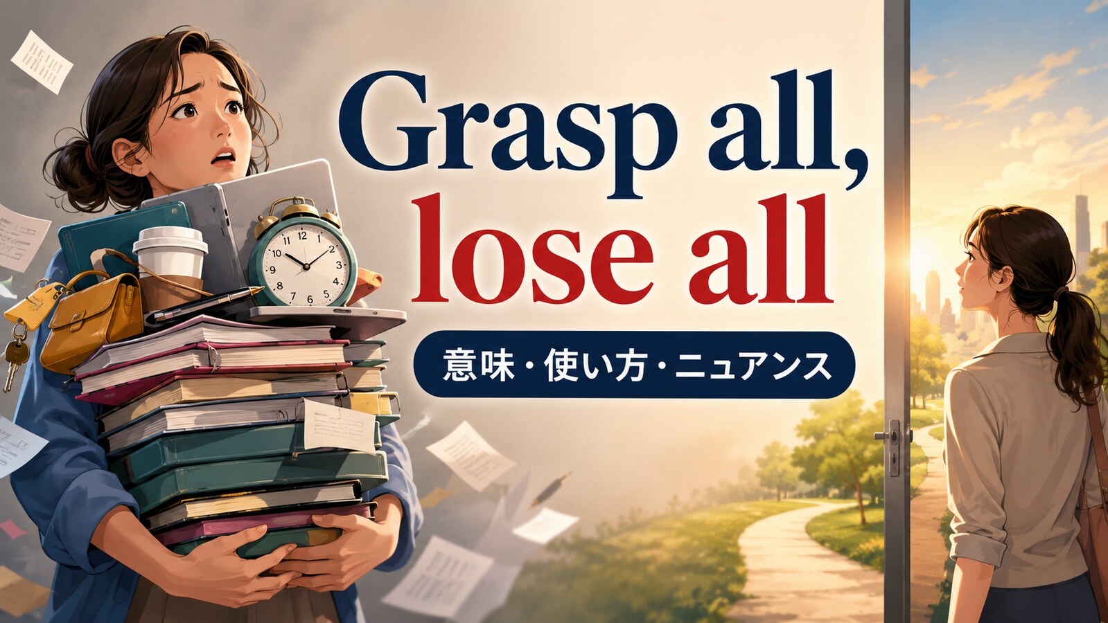 Grasp all, lose allの意味・使い方・ニュアンス