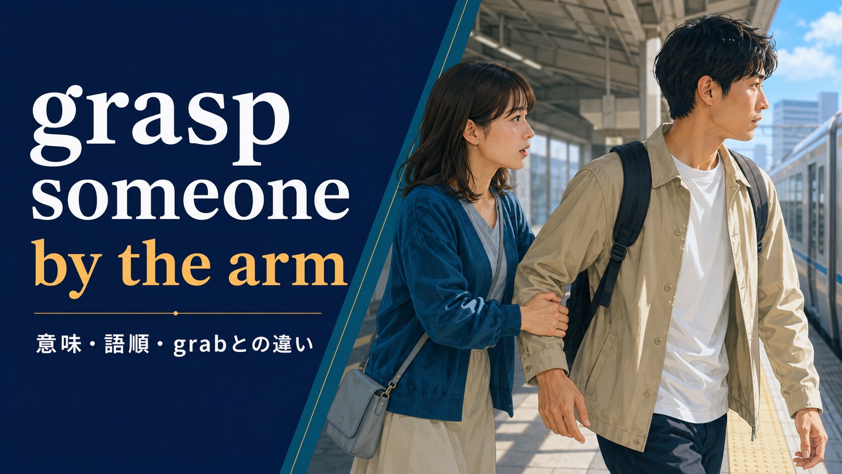 grasp someone by the armの意味は？語順・theの理由とgrabとの違い
