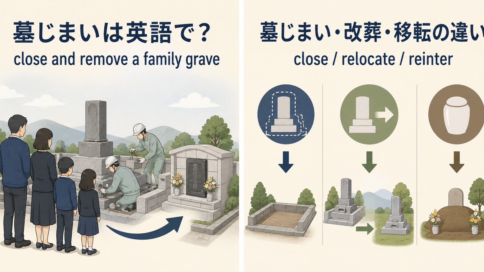墓じまいは英語で？ close and remove a family grave