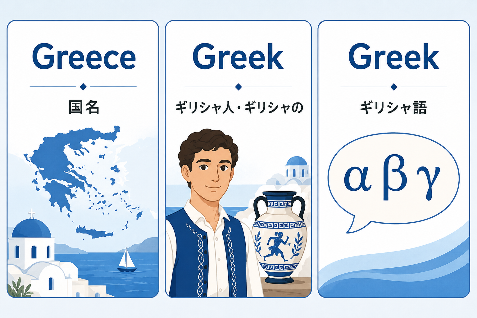 Greece・Greek・ギリシャ語の対応図