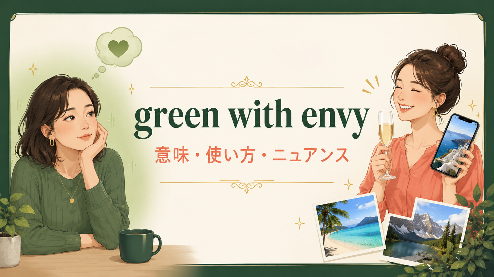 green with envyの意味は？「うらやましくてたまらない」の使い方