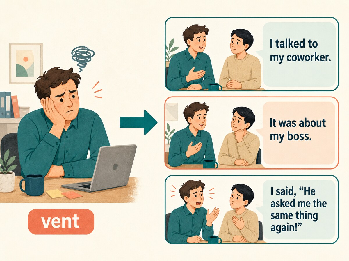ventを知らなくてもtalk・about・sayで愚痴を説明する図