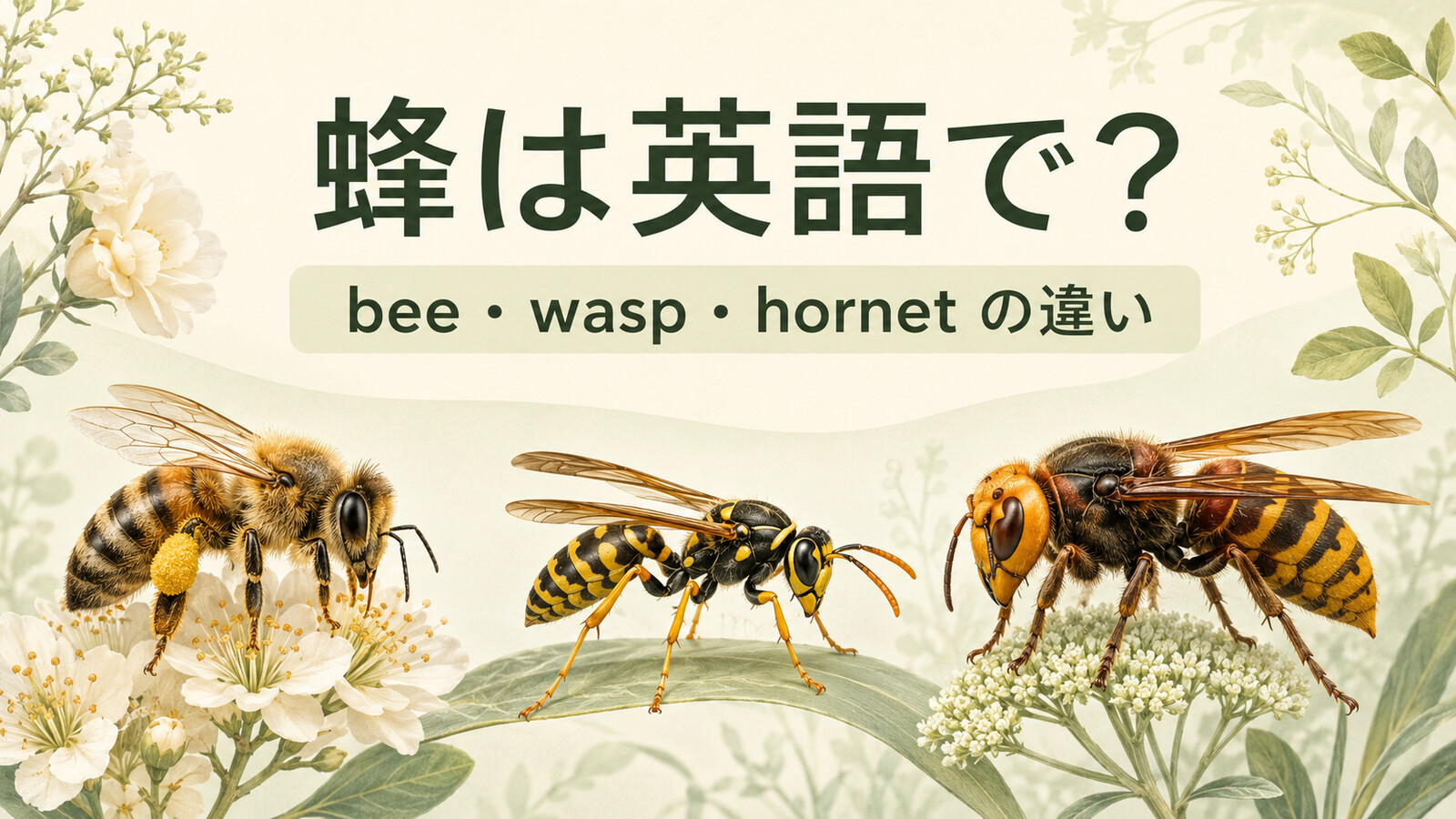 蜂は英語で？bee・wasp・hornetの違いと「刺された」の言い方