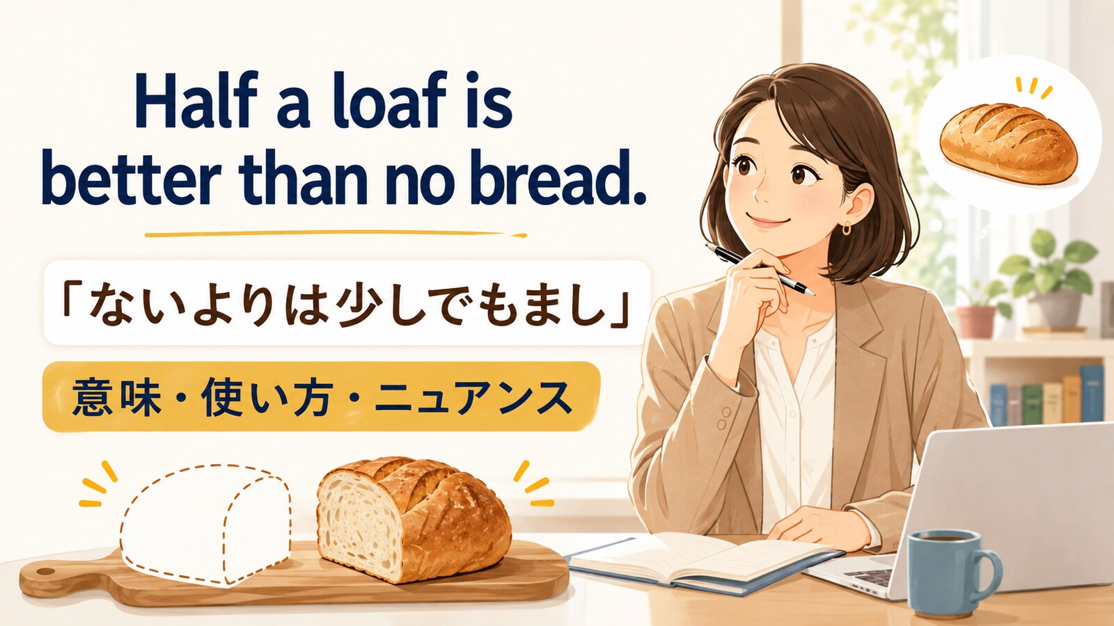 Half a loaf is better than no breadの意味・使い方・ニュアンス