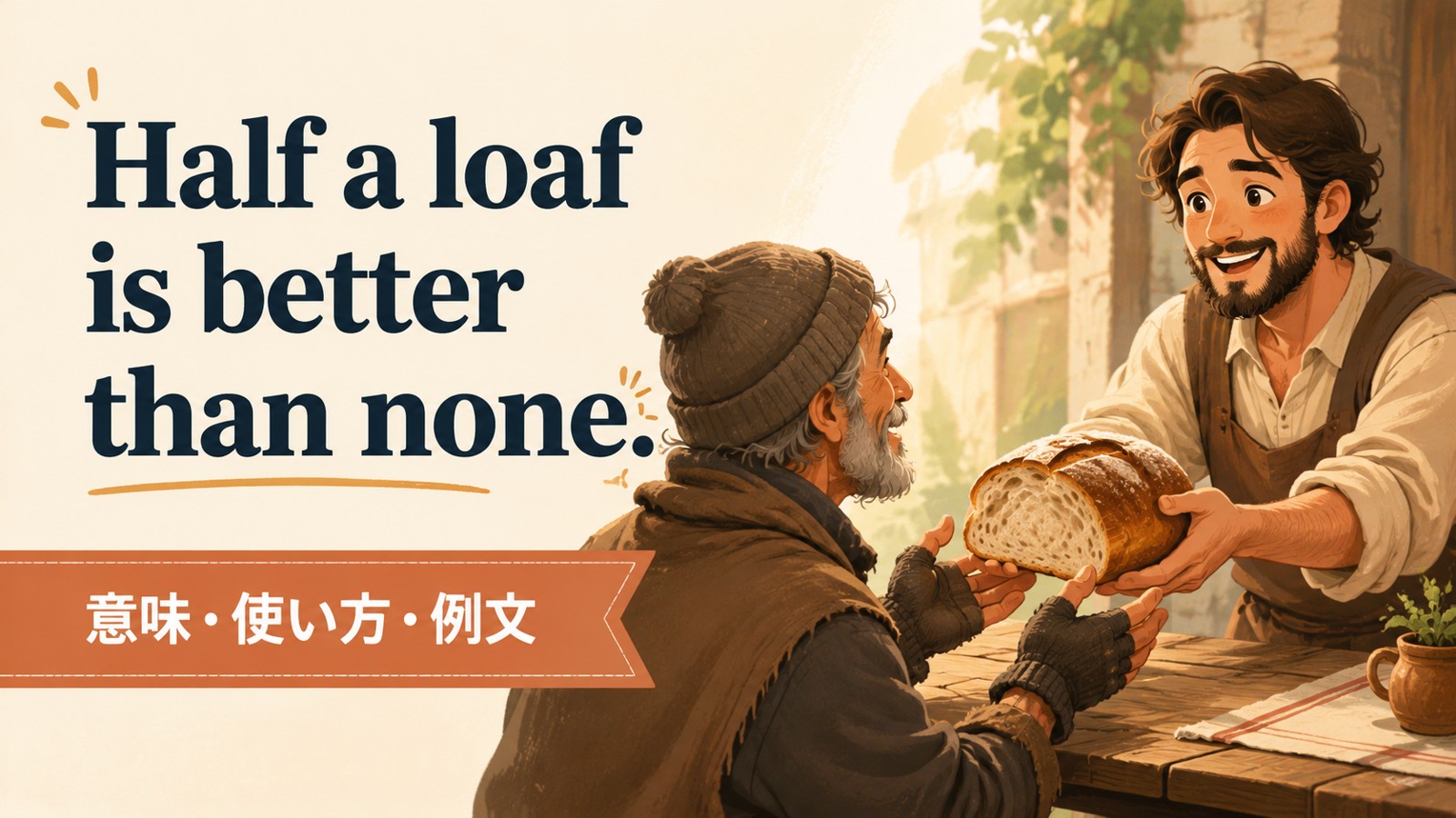 Half a loaf is better than none.の意味・使い方・例文