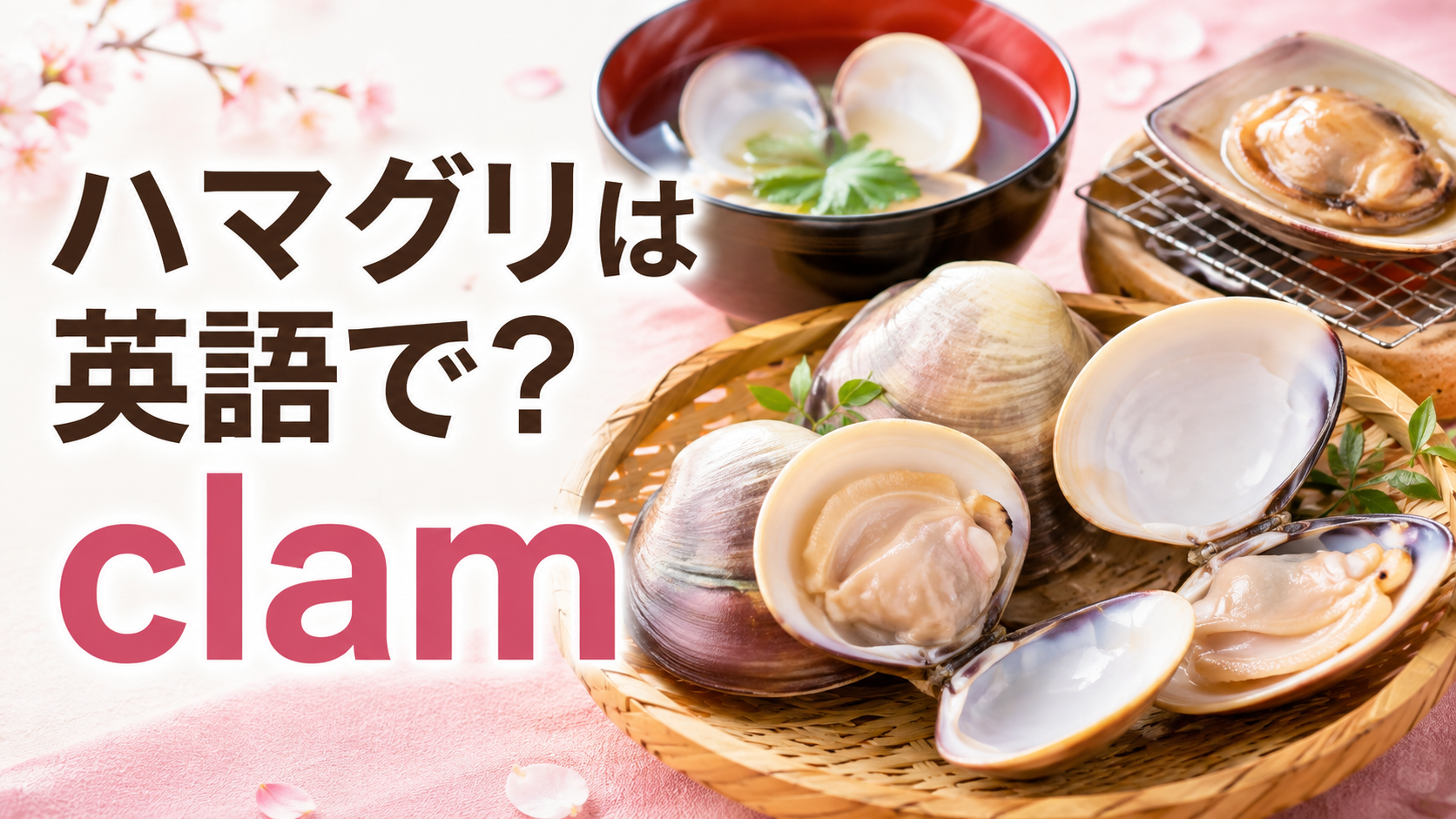 ハマグリは英語でclamと表すことを伝えるアイキャッチ