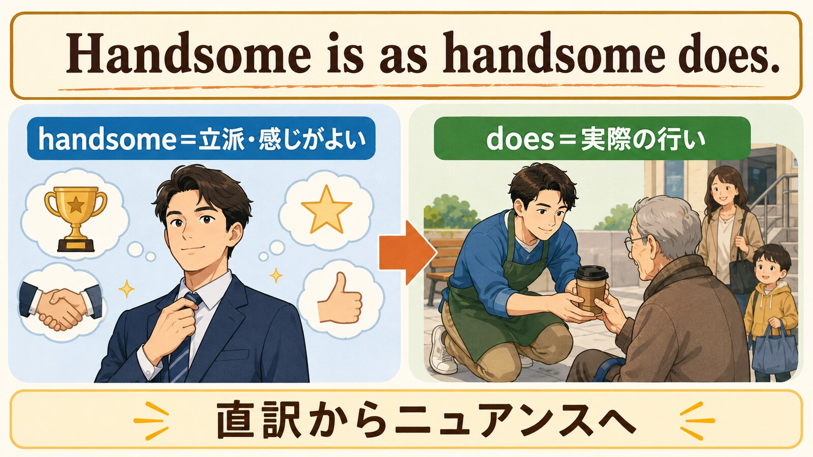 見た目より実際の行いが人を表すという解説