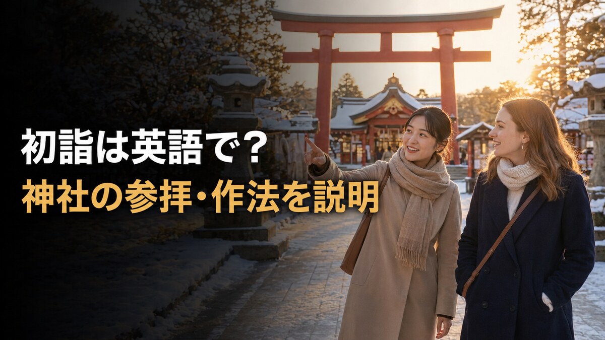 初詣は英語で？神社の参拝・二礼二拍手一礼・おみくじを説明する例文