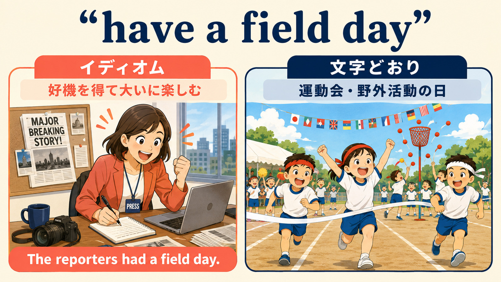 have a field dayのイディオムと運動会という文字どおりの意味の違い