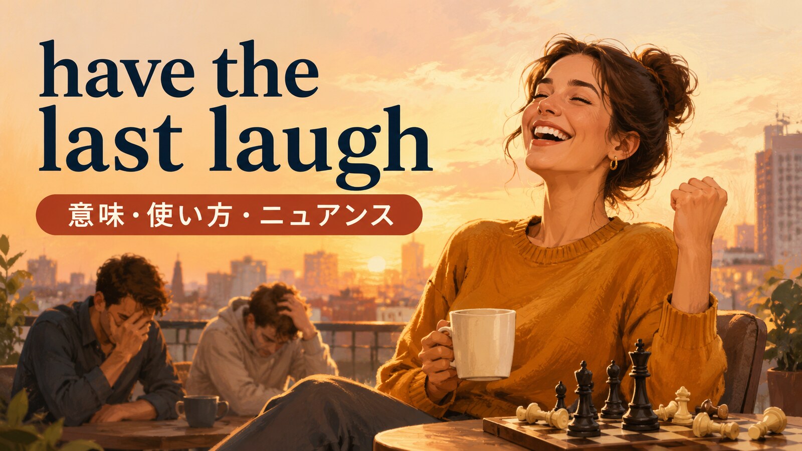 have the last laughの意味・使い方を解説するアイキャッチ画像