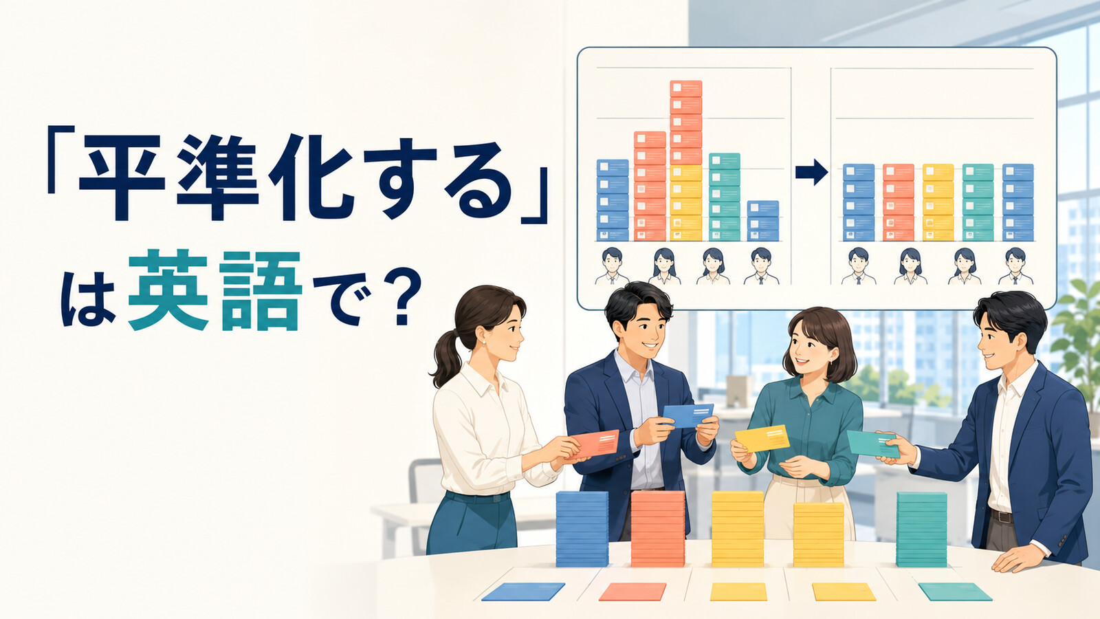 「平準化する」は英語で？偏った仕事量を均等に配分するイメージ