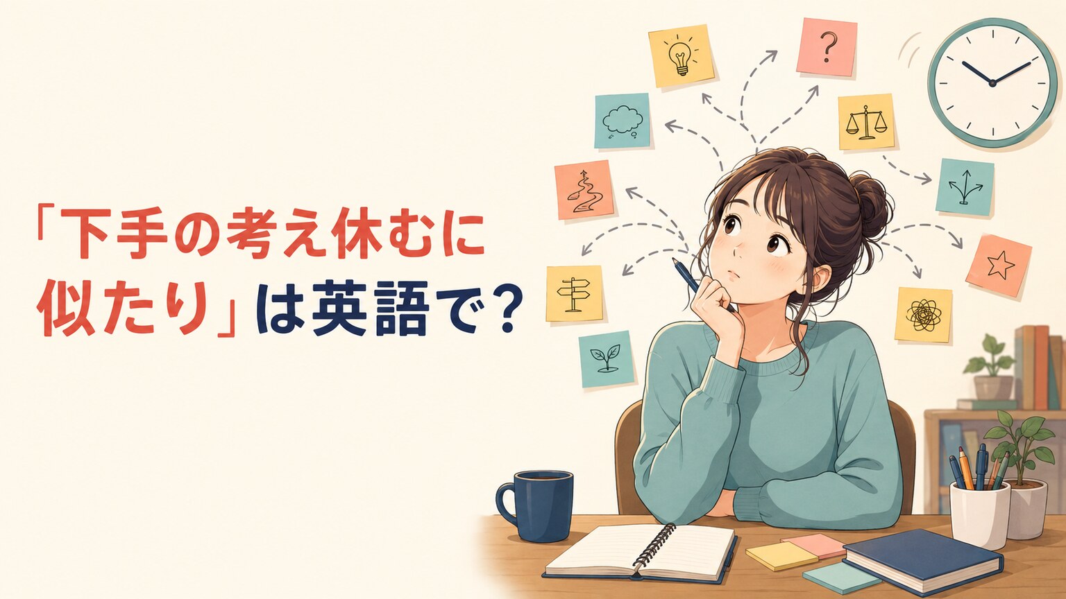 「下手の考え休むに似たり」は英語で?考えすぎて動けない女性のイラスト